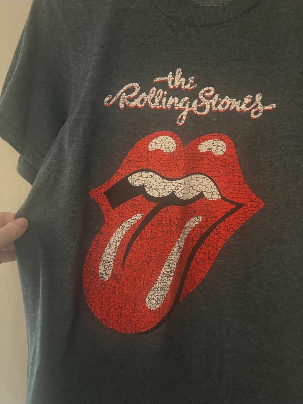 The Rolling Stones small Charcoal Short Sleeve Tee with Red Tongue Logo READ - Picture 3 of 4
